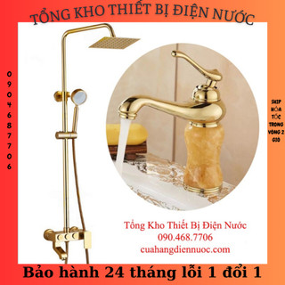 Combo bộ sen cây vàng ánh kim 3 nút nhấn tiện dụng kèm vòi lavabo cao cấp SC05-SNL21