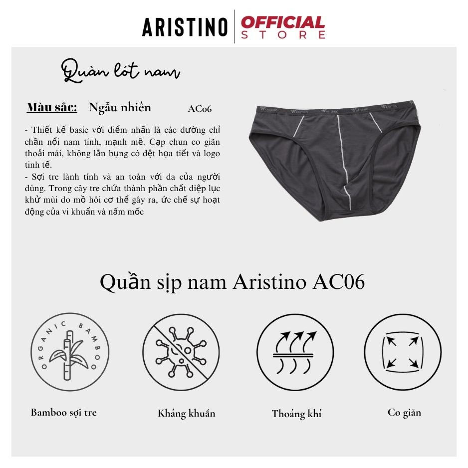 Quần lót nam ARISTINO AC06 sịp tam giác cotton sợi tre cao cấp cạp nhỏ chống nhăn co giãn 4 chiều thoáng khí khử khuẩn