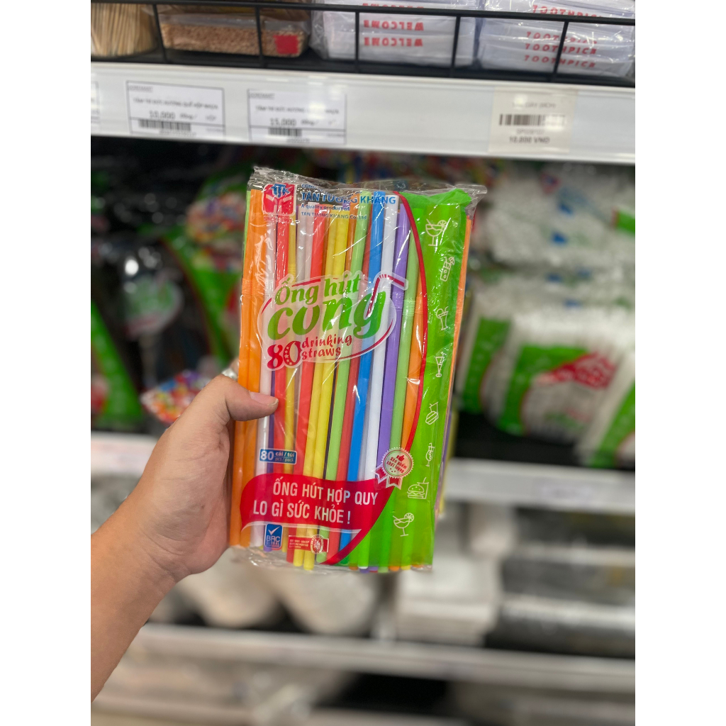 ỐNG HÚT NHỰA CONG ĐỦ MÀU