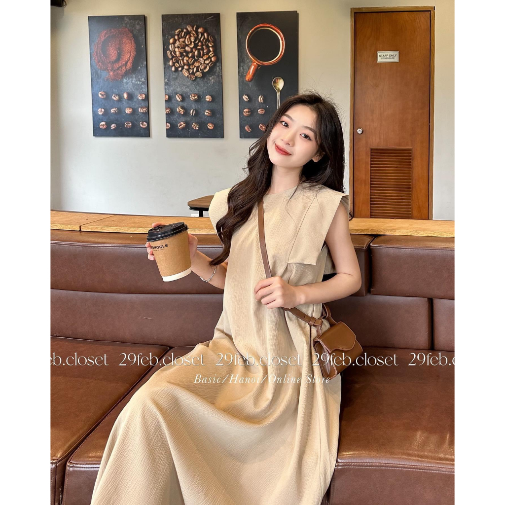 Váy suông tay cách điệu chất đũi dần 2 lớp Hari GenZ 272