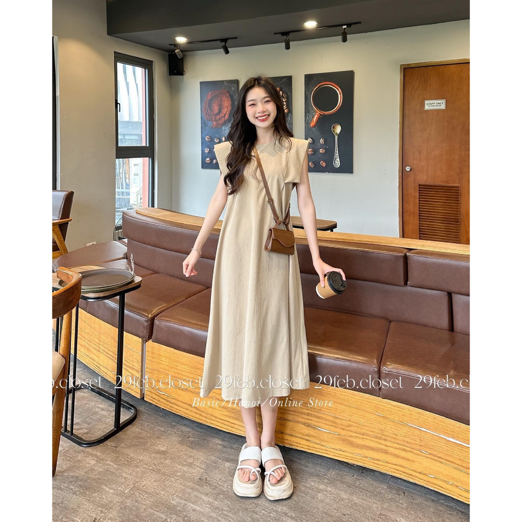 Váy suông tay cách điệu chất đũi dần 2 lớp Hari GenZ 272