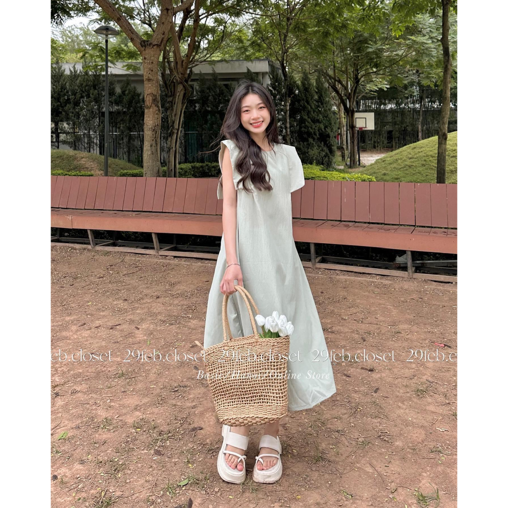 Váy suông tay cách điệu chất đũi dần 2 lớp Hari GenZ 272