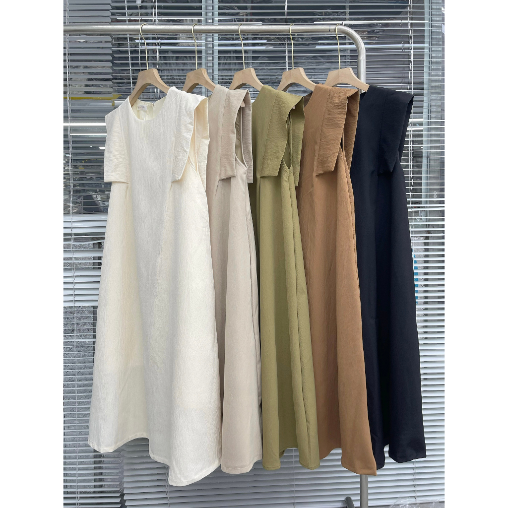 Váy suông tay cách điệu chất đũi dần 2 lớp Hari GenZ 272