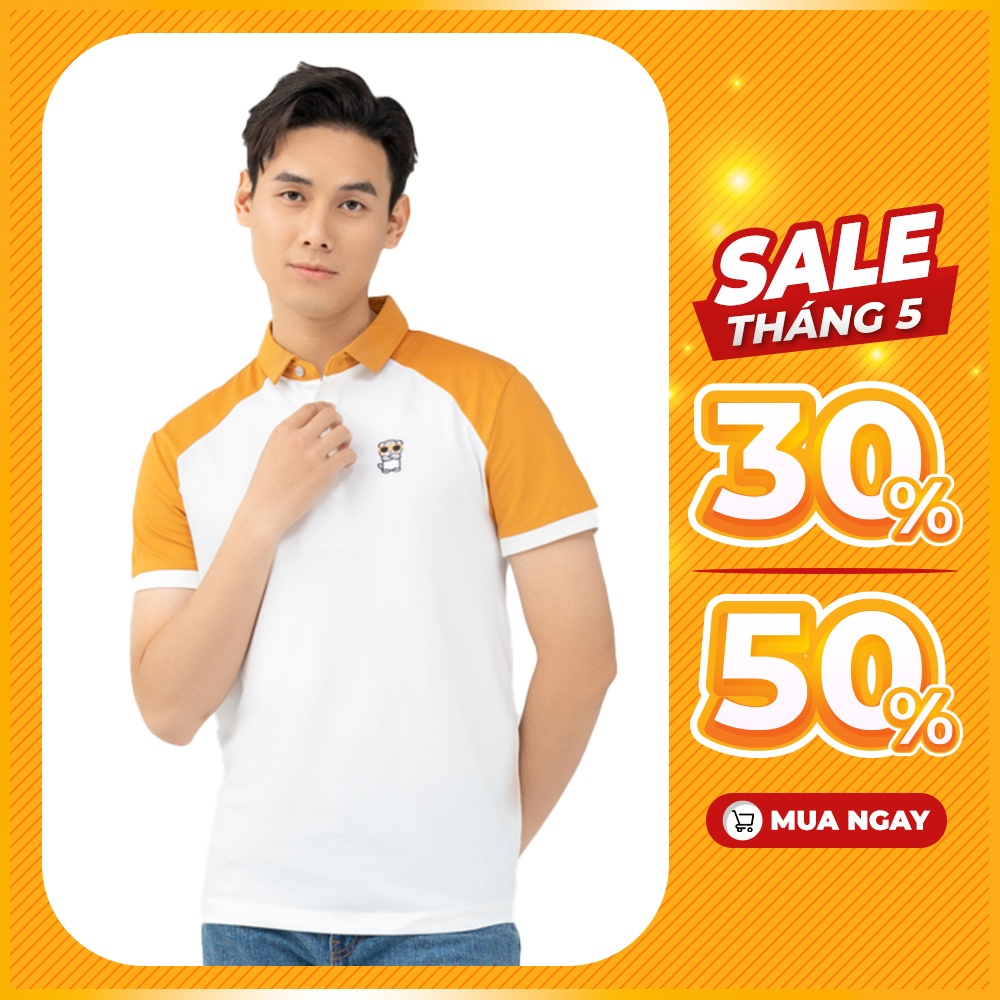Áo polo nam Airymax YODY thêu hình gấu panda mềm mại trên da, thông thoáng APM5417
