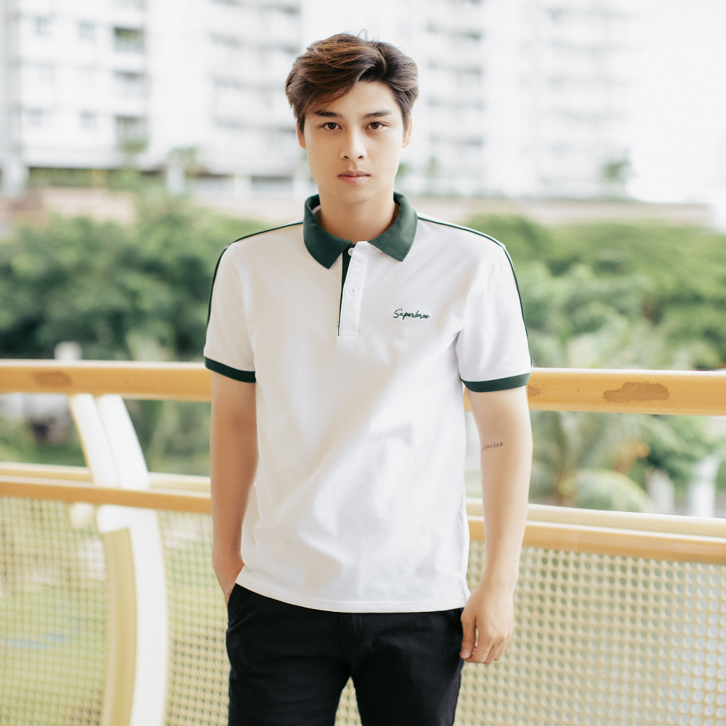 Áo polo nam phối viền vai super bros chất vải cá sấu cotton cao cấp xịn đẹp form slim fit tôn dáng, phong cách trẻ trung