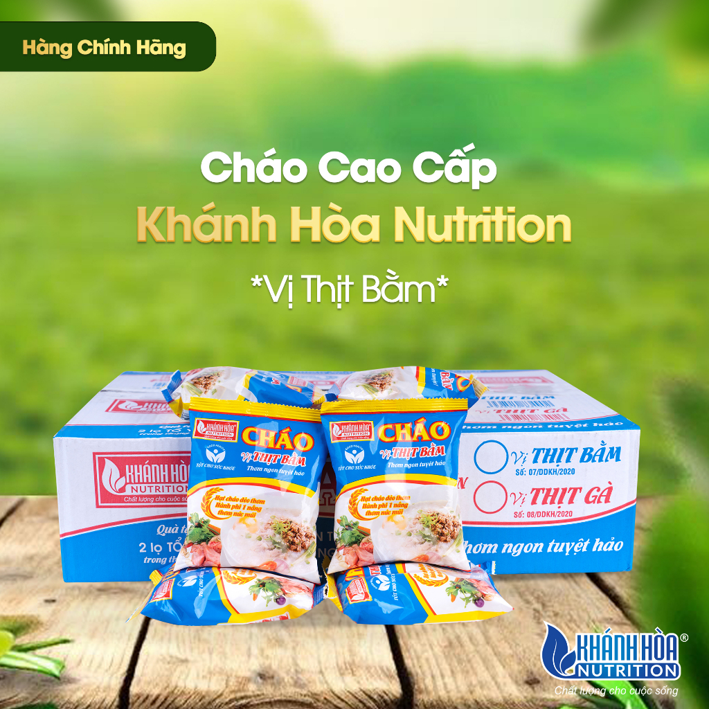Thùng Cháo Ăn Liền Cao Cấp Khánh Hòa Nutrition Vị Thịt Bằm/Vị Thịt Gà Gói 50G - 50 Gói