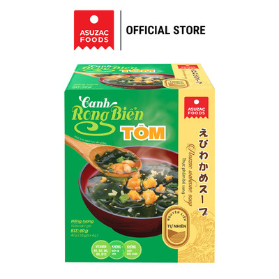 Canh rong biển tôm Asuzac hộp 40 g (4 g x 10 gói) - Asuzac Wakame Soup