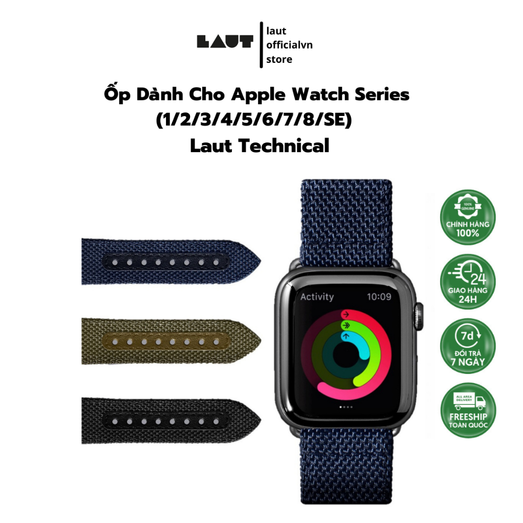 Dây Đeo Dành Cho Apple Watch LAUT Technical Series 1/2/3/4/5/6/SE ( 38/40/41/42/44mm) Kết cấu hai lớp trong và ngoài