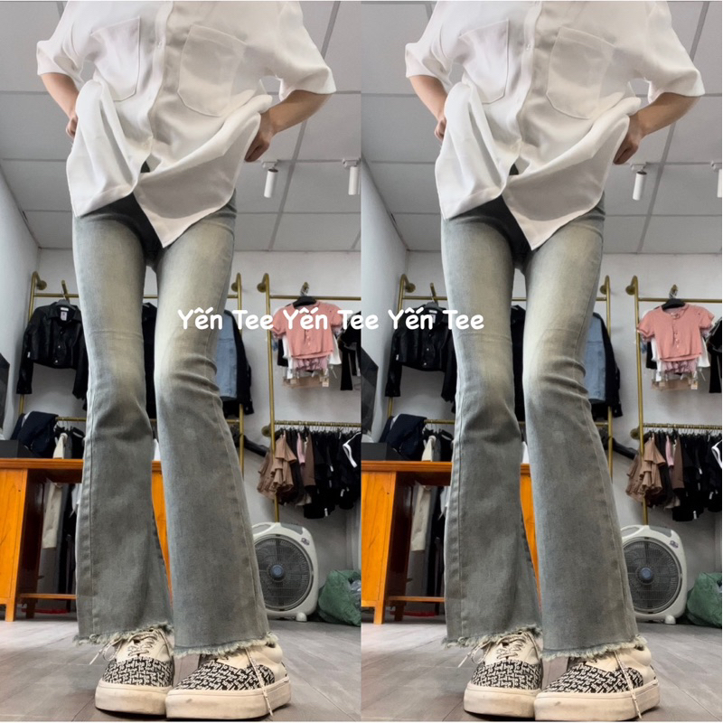 ( Chất Đẹp ) Quần jeans ống loe màu bụi cực chất