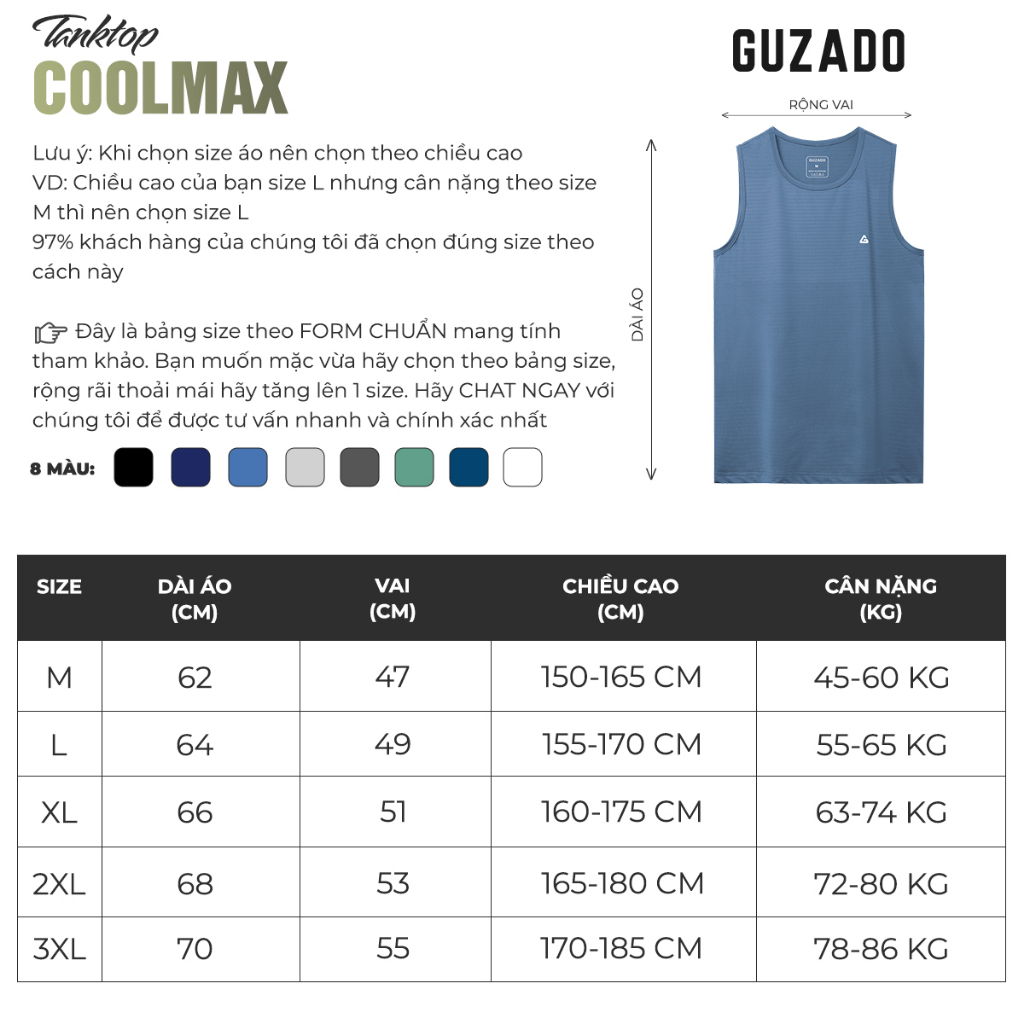 Áo XÁT NÁCH nam thể thao Guzado Tanktop chất coolmax thể thao siêu mát,siêu nhẹ,mẫu mới nhất 2022 BL01