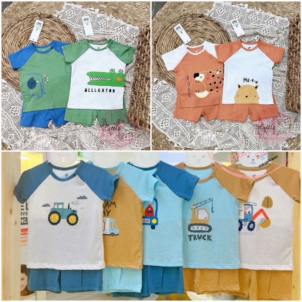 Bộ cộc tay cài vai cotton cho bé trai Lullaby (NH136V-NH147V)