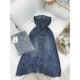 ĐẦM MIDI JEANS ỐNG CÚP