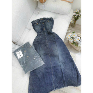 ĐẦM MIDI JEANS ỐNG CÚP