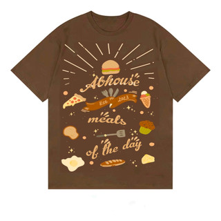 AB HOUSE - Áo thun form rộng MEALS nâu thời trang nam nữ