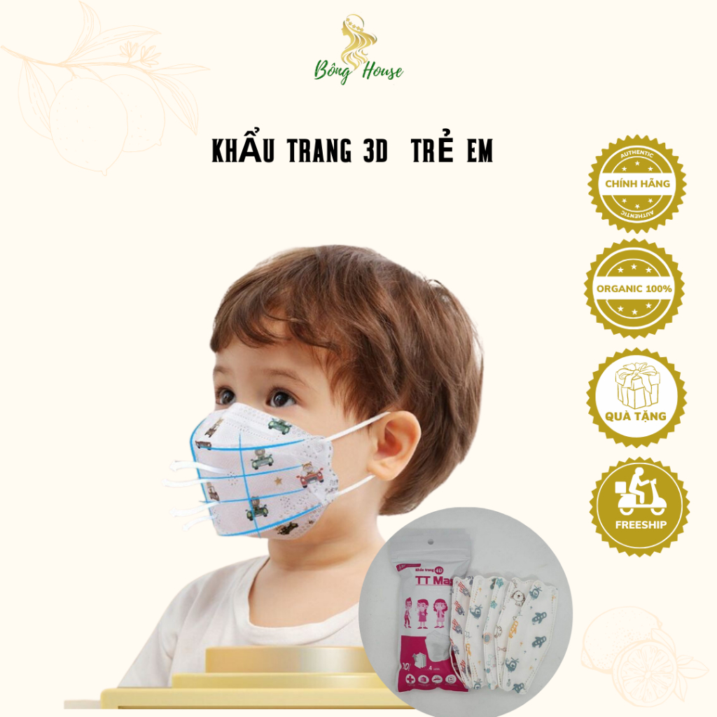 Khẩu trang trẻ em (6-9 tuổi) 4D TT Mask KF94 gói 10 cái