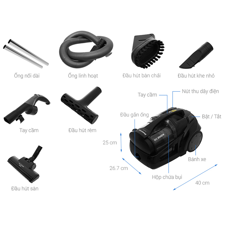 Máy Hút Bụi Panasonic MC-CL575KN49 2000W - Hàng chính hãng