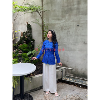 Bộ bà ba gấm vân hoa nhí nổi sang đẹp