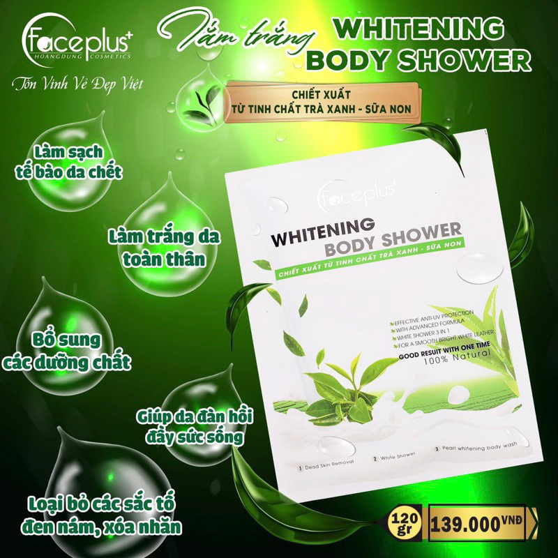 Tắm Trắng Toàn Thân Faceplus+ Chiết Xuất Trà Xanh-Sữa Non, Cafe Xanh, Collagen Giúp Loại Bỏ Sắc Tố Đen Nám 120