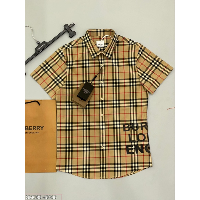 Áo sơ mi cộc BB.r logo in nổi bật ,hoạ tiết caro new