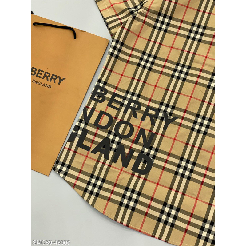 Áo sơ mi cộc BB.r logo in nổi bật ,hoạ tiết caro new