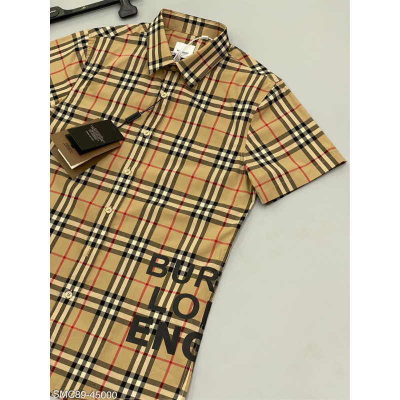 Áo sơ mi cộc BB.r logo in nổi bật ,hoạ tiết caro new