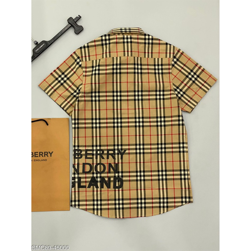 Áo sơ mi cộc BB.r logo in nổi bật ,hoạ tiết caro new