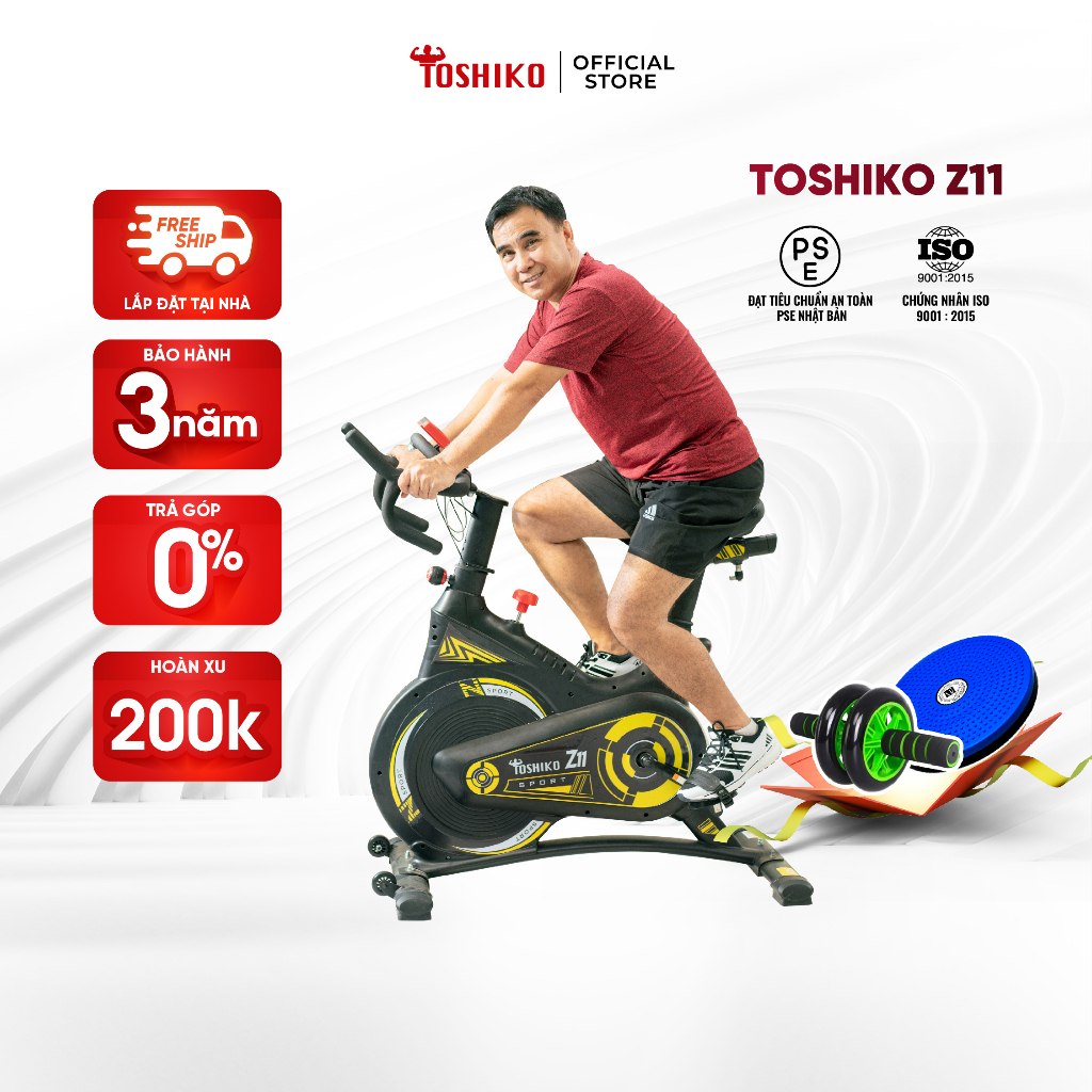 Xe đạp tập thể dục Toshiko Z11 khung xe chắc chắn đo calo nhịp tim giúp tăng cơ giảm mỡ