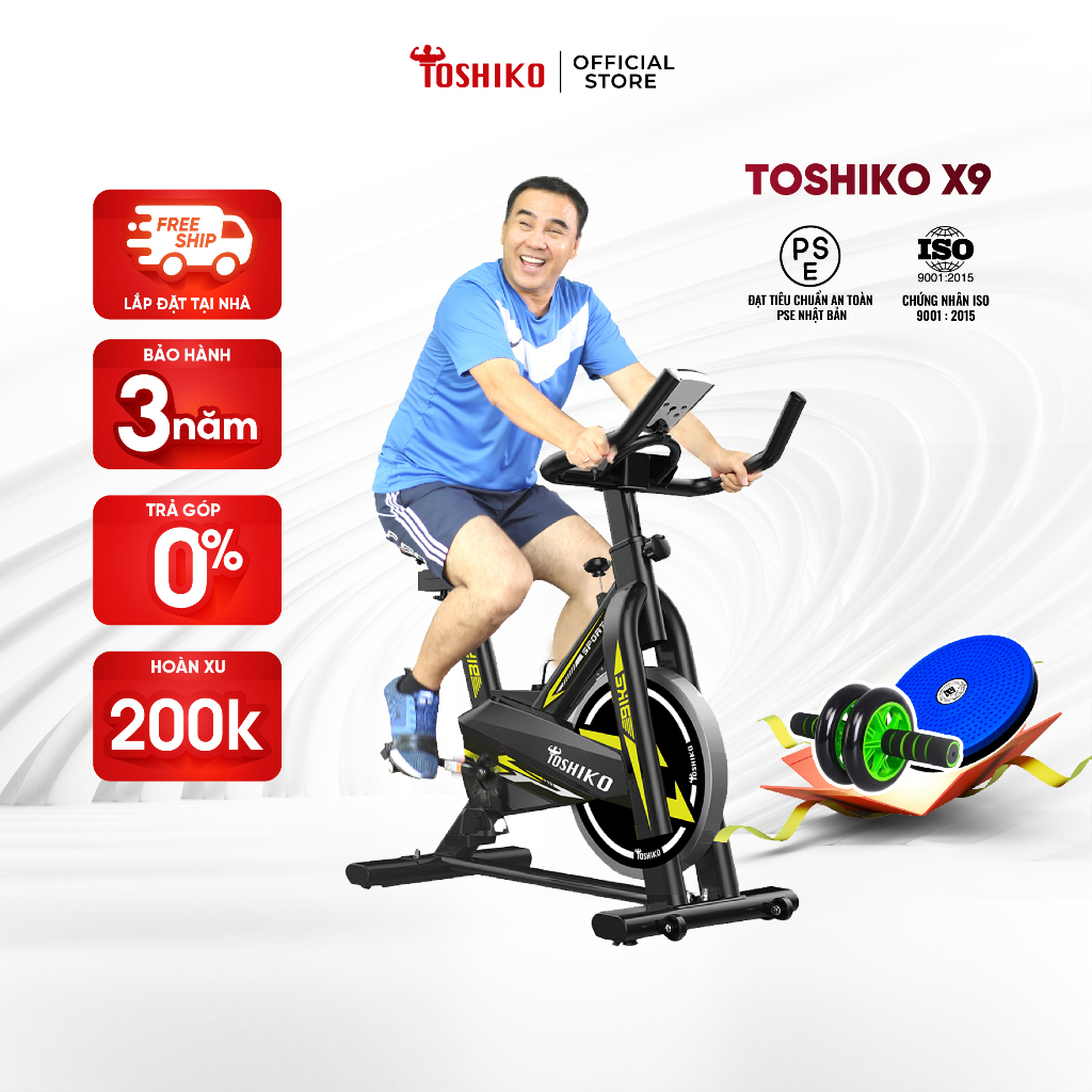 Xe đạp tập thể dục thể thao tại nhà TOSHIKO X9 cao cấp cảm biến nhịp tim hàng chính hãng Bảo hành 3 năm