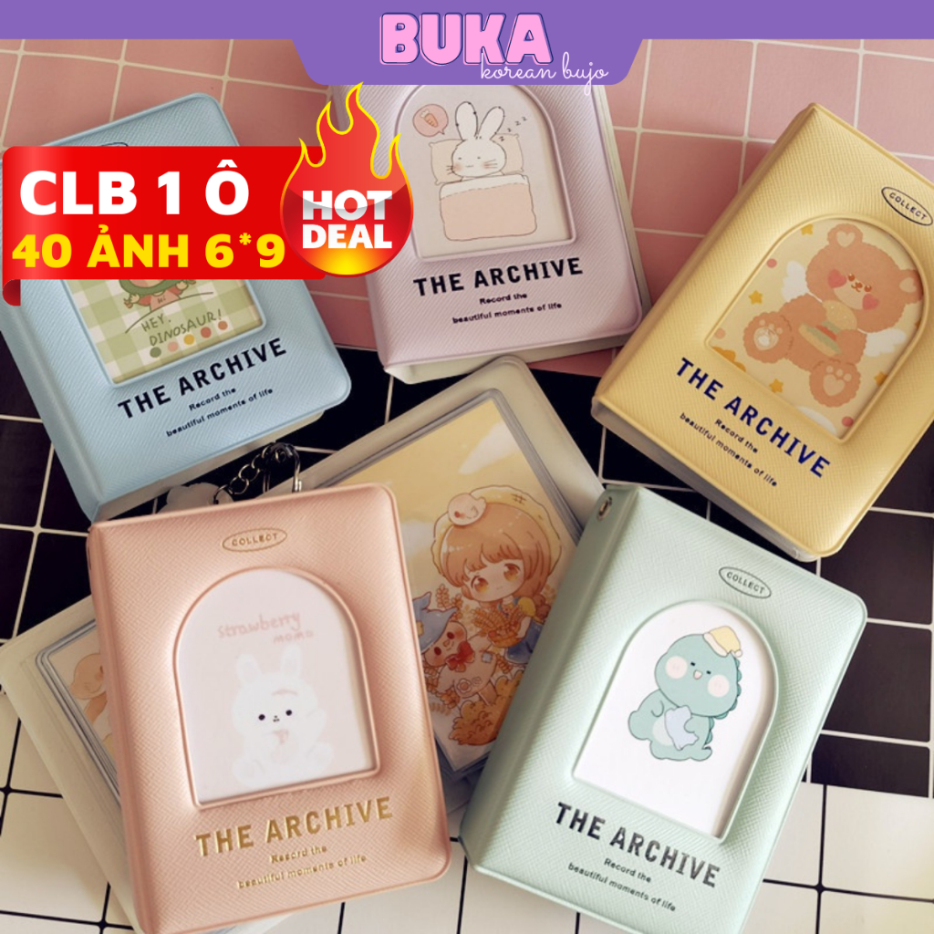 Collect book 6*9 Buka album ảnh sổ đựng card bìa khung vòm, trái tim 1 ô lưu trữ lomo card phong cách Hàn Quốc