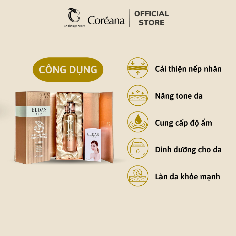 Tinh chất tế bào gốc Eldas Aura Shine Gold Pearl Premium Peptide All In One Hàn Quốc 100ml