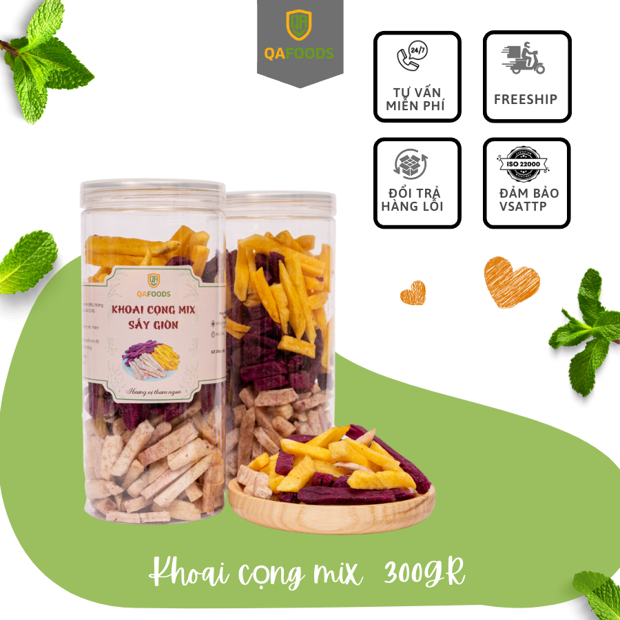 Khoai Lang Cọng Sấy Giòn Mix 3 Vị 300G _FREESHIP , Đồ Ăn Vặt Việt Nam, An Toàn Vệ Sinh Thực Phẩm