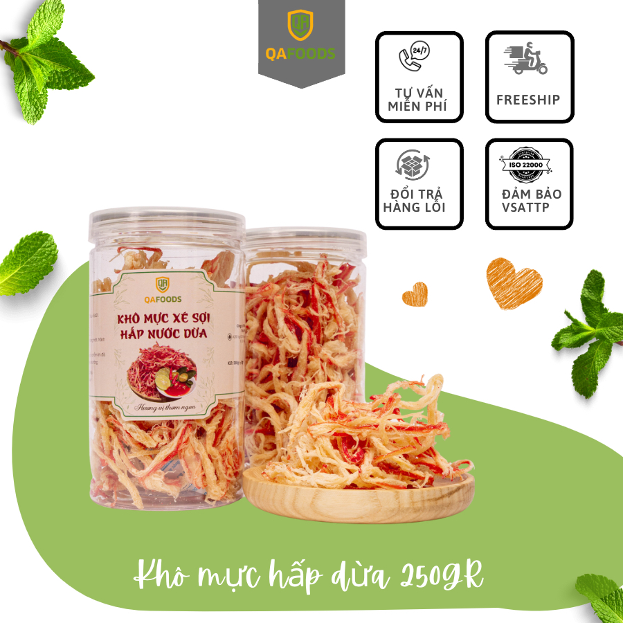 MỰC KHÔ XÉ SỢI HẤP DỪA - HŨ PET 300gr -FREESHIP_ Ăn Là Mê Ngay- Vệ Sinh ATTP