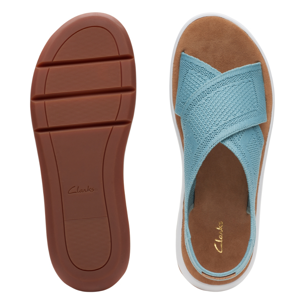 Giày sandals vải nữ CLARKS Jemsa Dash màu Turquoise Knit