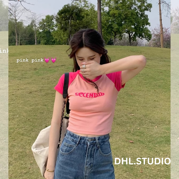 Áo thun nữ croptop phối màu hottrend - Áo phông babytee D52