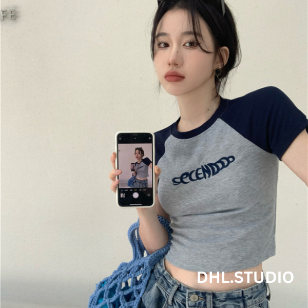 Áo thun nữ croptop phối màu hottrend - Áo phông babytee D52