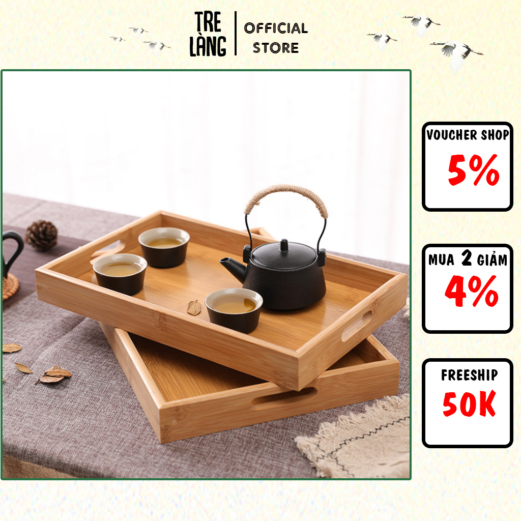 Khay trà gỗ tre đựng đồ cao cấp chất liệu tre tự nhiên | Tre Làng