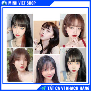 Tóc giả mái thưa ngắn ngang sành điệu nhiều màu tự nhiên siêu mềm mại