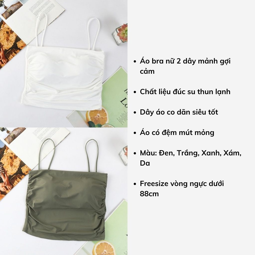 Áo bra nữ 2 dây mảnh gợi cảm đệm mút mỏng ôm ngực chất liệu đúc su thun lạnh mềm mại DEVARI B821