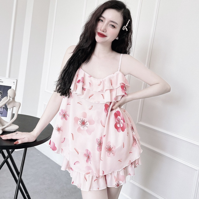 Đồ ngủ, bộ lụa mặc nhà chất lụa satin phối ren, chất lụa đẹp, ít nhăn, kiểu dáng rộng rãi, thoải mái, phom dưới 55kg