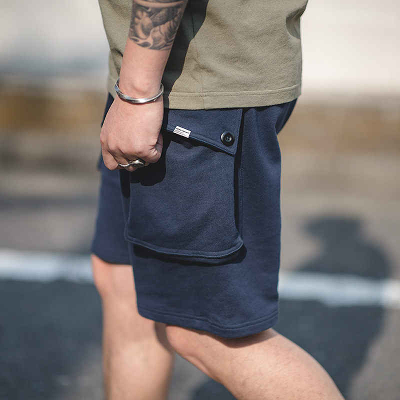 Quần short nỉ túi hộp - Cargo pants short 2 màu xanh navy và đen