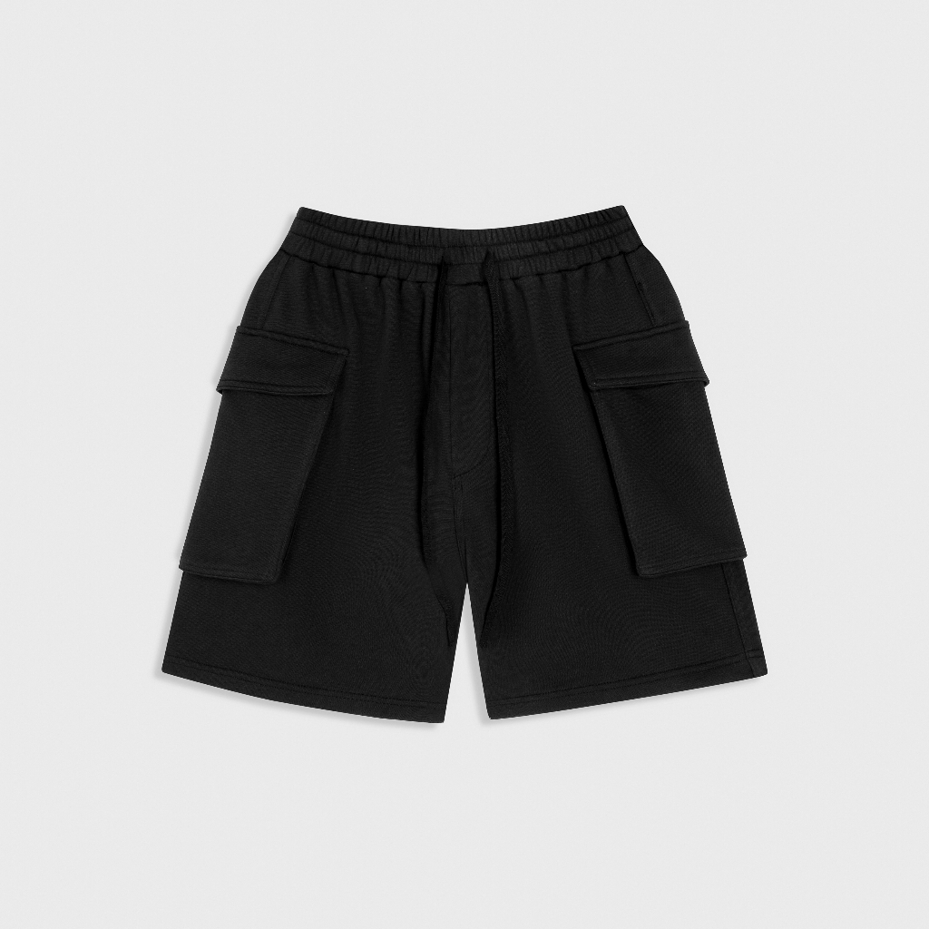 Quần short nỉ túi hộp - Cargo pants short 2 màu xanh navy và đen