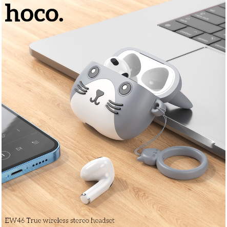 Tai nghe không dây 2 tai rời bluetooth Hoco Airpod EW46 Mèo Kute dạng móc vành tai, giảm tiếng ồn