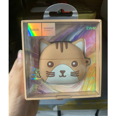 Tai nghe không dây 2 tai rời bluetooth Hoco Airpod EW46 Mèo Kute dạng móc vành tai, giảm tiếng ồn