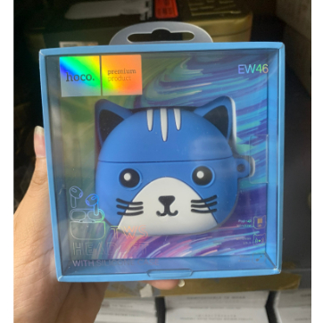 Tai nghe không dây 2 tai rời bluetooth Hoco Airpod EW46 Mèo Kute dạng móc vành tai, giảm tiếng ồn