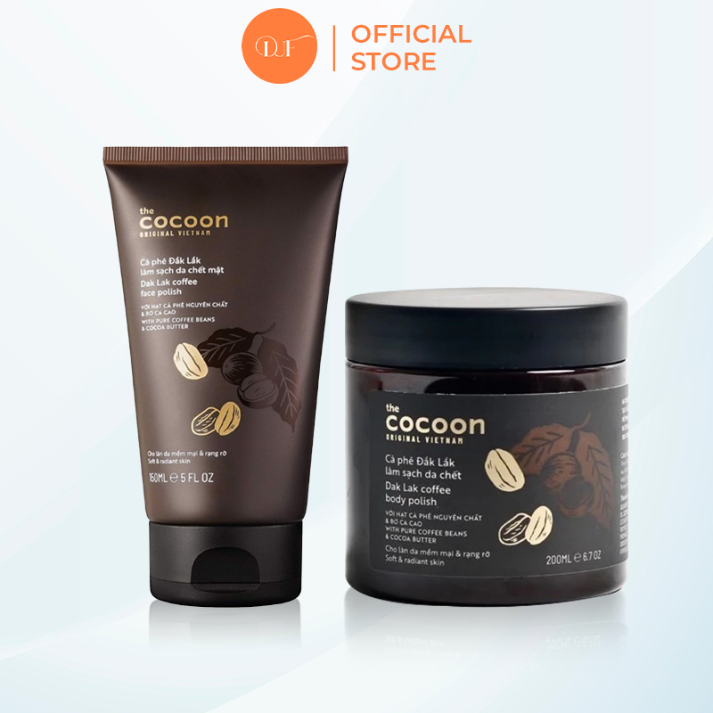 Combo tẩy da chết cà phê Đắk Lắk Cocoon làm sạch da mặt và body