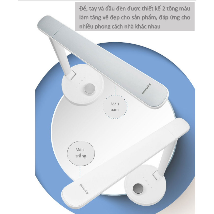 Đèn bàn bảo vệ mắt led philips leverplus 66048, 5.2w 4000k ánh sáng tự nhiên - hàng nhập khẩu chánh hãng