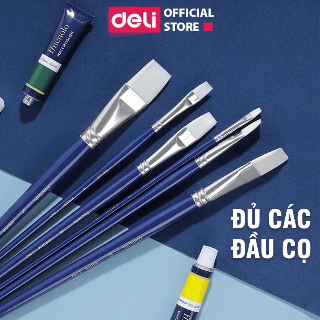 Cọ Vẽ Màu Nước Cọ Đầu Tròn Cọ Đầu Dẹt Cao Cấp Finenolo Deli - Cọ Chuyên Dụng Cho Vẽ Màu Gouache Acrylic Hoạ Cụ