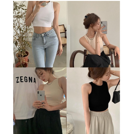 Kamyl Áo Ba Lỗ Nữ Xuất Khẩu Dáng Croptop Cotton Tăm Siêu Mềm Mịn