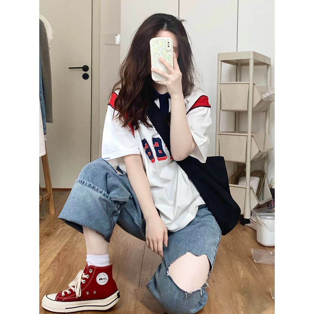 Áo thun polo unisex E178 tay lỡ form rộng - REW shop - áo cổ bẻ nam nữ chất cotton khô | BigBuy360 - bigbuy360.vn