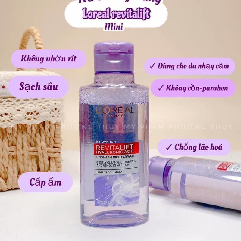 Nước làm sạch và tẩy trang mềm mịn cho da dầu L'Oreal Paris Revitalift Crystal Micellar Water 95ml